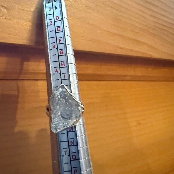 Natural Herkimer Diamond (Quartz Crystal) Sterling Silver Ring Size 5.5 - Picture 2 of 6